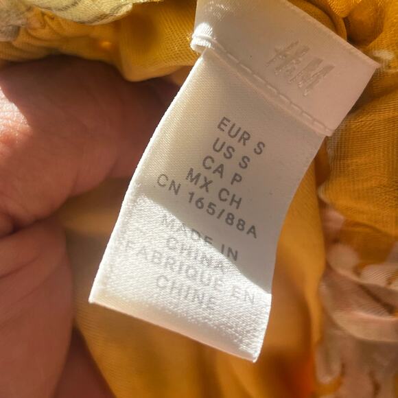 H&M YELLOW FLORAL FLOUNCED TRIM MIDI MAXI SLEEVELESS SUMMER DRESS SZ S - Picture 6 of 6